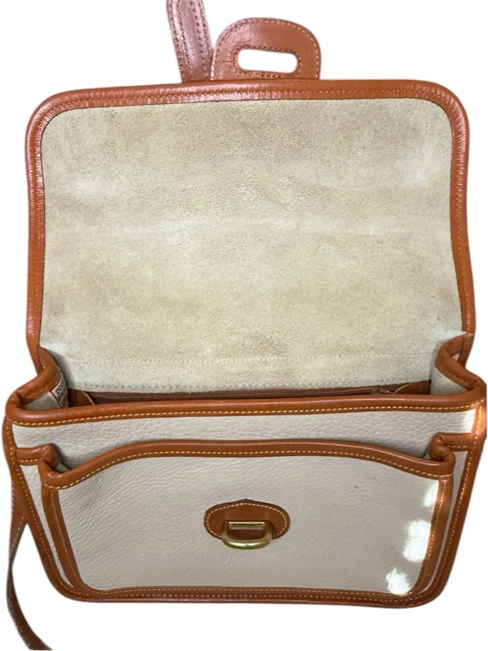 Vintage Dooney & Bourke R125 Bone British Tan All Weather Leather shoulder bag - Picture 3 of 13